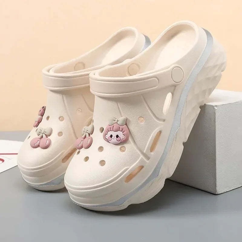 Summer Girls Thick Bottom Beach Sandals Women Bathroom Slippers Outdoor Fashion DIY EVA Garden Clogs Light Weight Slides Shoes